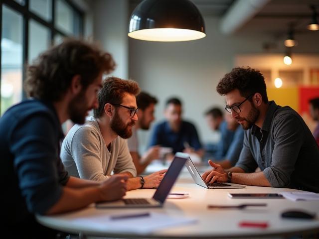 Equipo de emprendedores en una startup tecnológica en Madrid